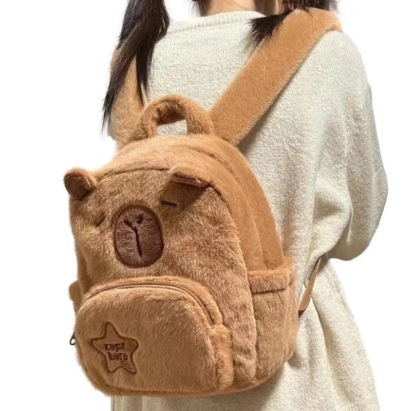 Zaino animale peluche Capybara zaini per bambole per bambini e adulti carino leggero Bookbag peluche zaino regali