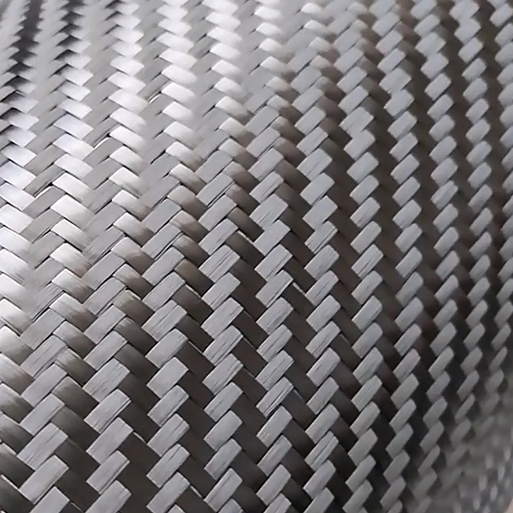 3K 200-240GSM 2x2 Dikişli Karbon Fiber Kumaş, kompozit kalıplama ve mekanik güçlendirme için dayanıklı endüstriyel dokuma kumaş
