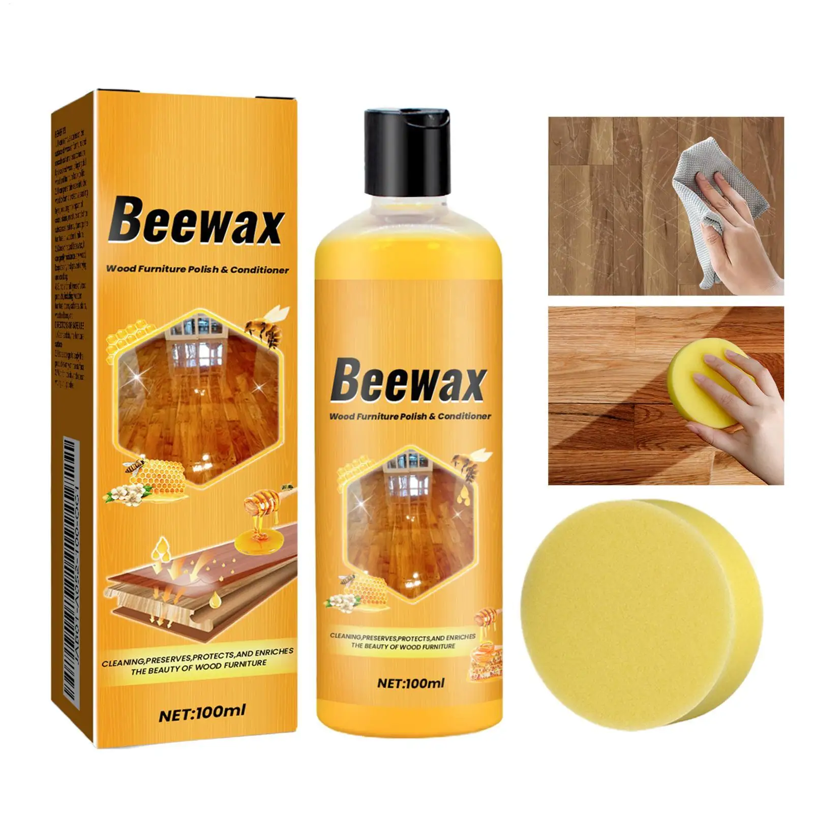 Bees Wax Cleaner Agent 100ml Natural Bee Wax Polish Protective Wood Cleaner Spray Wooden Furniture Floors Polishing Brightening