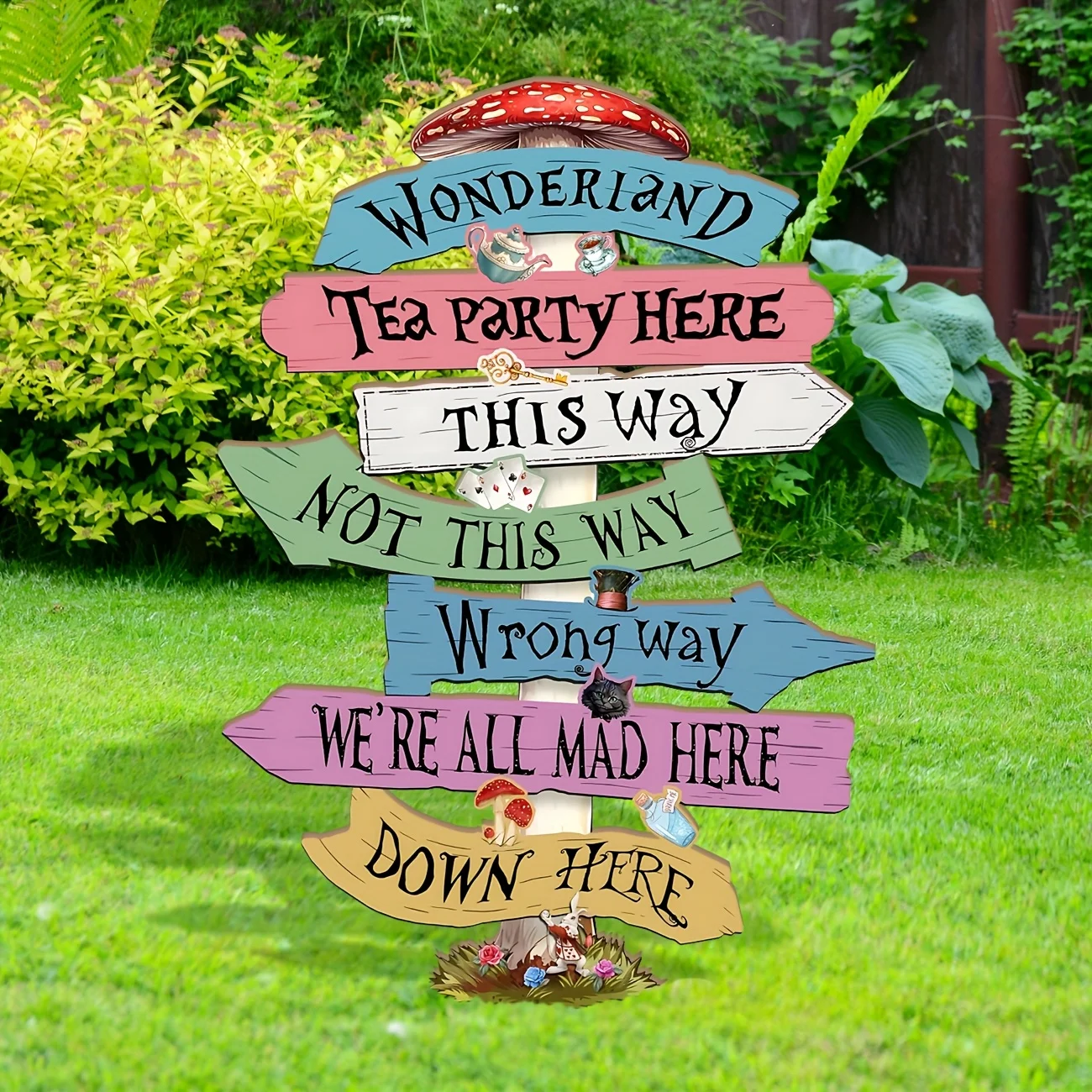 Decoraciones para fiestas del país de las maravillas, señal de flechas direccionales de bienvenida al país de las maravillas, letrero de flechas temáticas al aire libre para el país de las maravillas