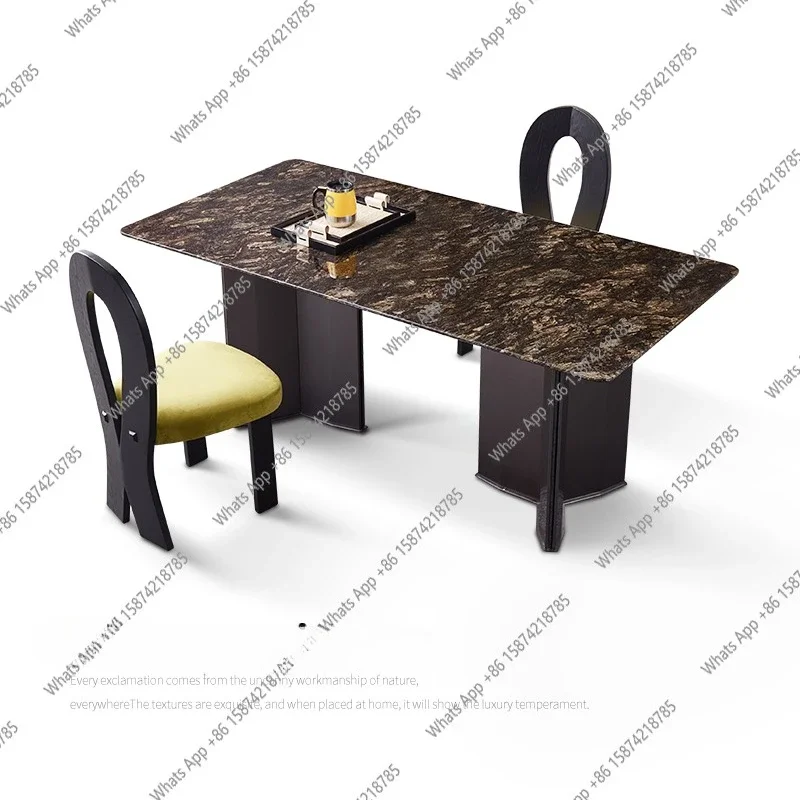 

MX Imported Natural Platinum Diamond Marble Dining Table Italian Light Luxury High-end Rectangular Luxury Stone Table