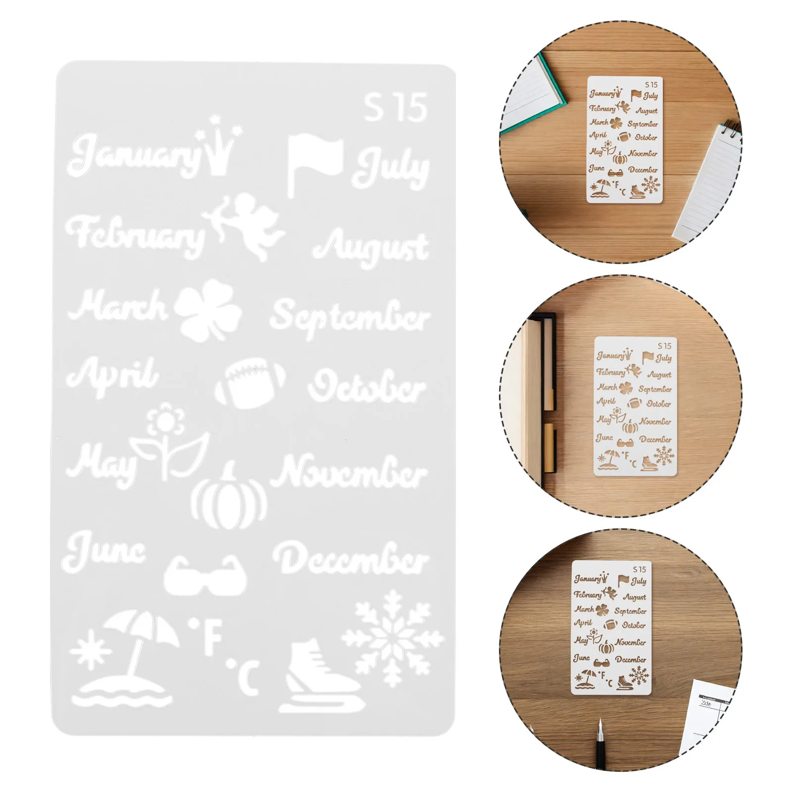 

20Pcs Monthly Journal Stencil Plastic Template Pumpkin Eyeglasses Snowflake Autumn Christmas Halloween Diary Scrapbook Engraving