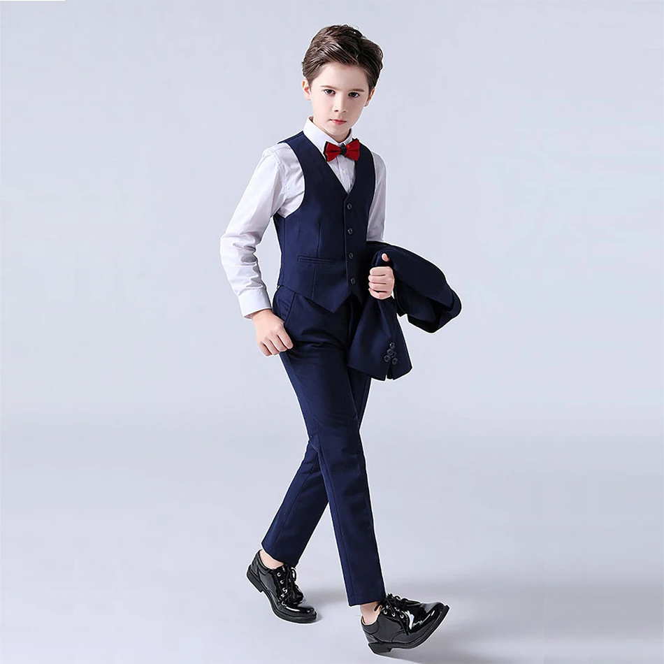 

Teenager Clothes Baby Black Blue Costume Children Young Birthday Outfits Boys Gentlemen Bowtie Suit Elegant Performance Blazer