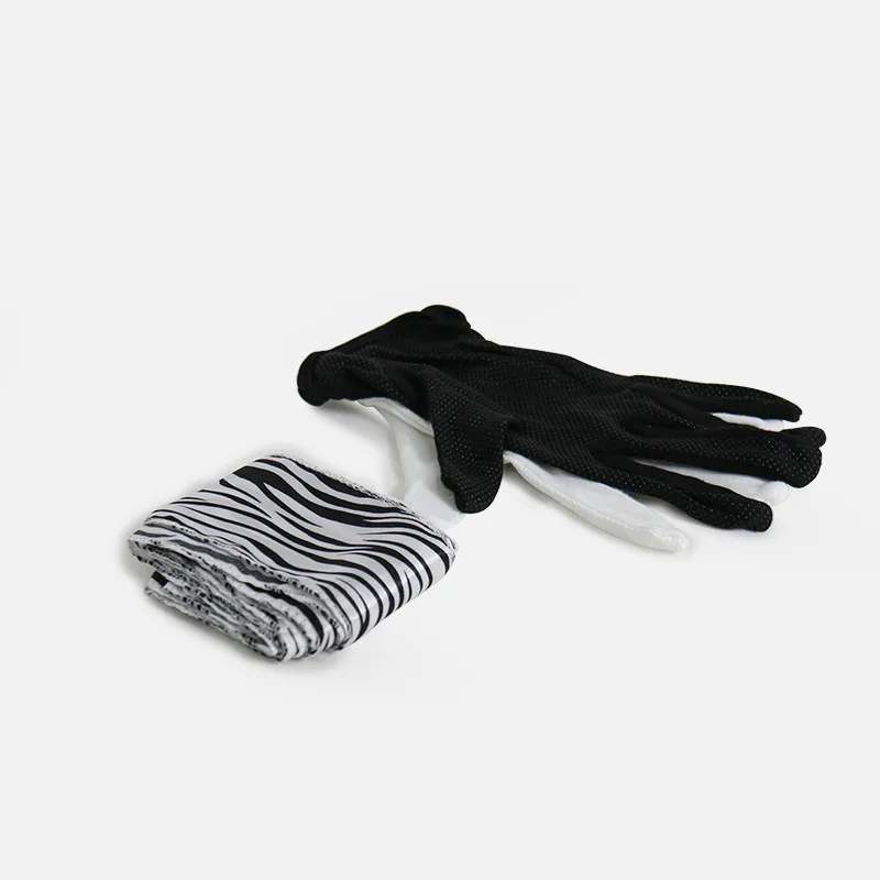 Schwarz-Weiß-Handschuhe zu Zebra-Streamer-Zaubertricks, Karte, Bühne magische Requisiten, magische Accessoires, Spielereien, Nahaufnahme