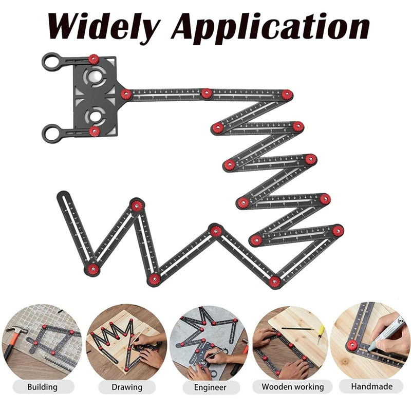 16 Fold Multi Angle Measuring Ruler With Opening Locator, 16 Sided Angle Finder Measurement,Ceramic Tile Opening Locator