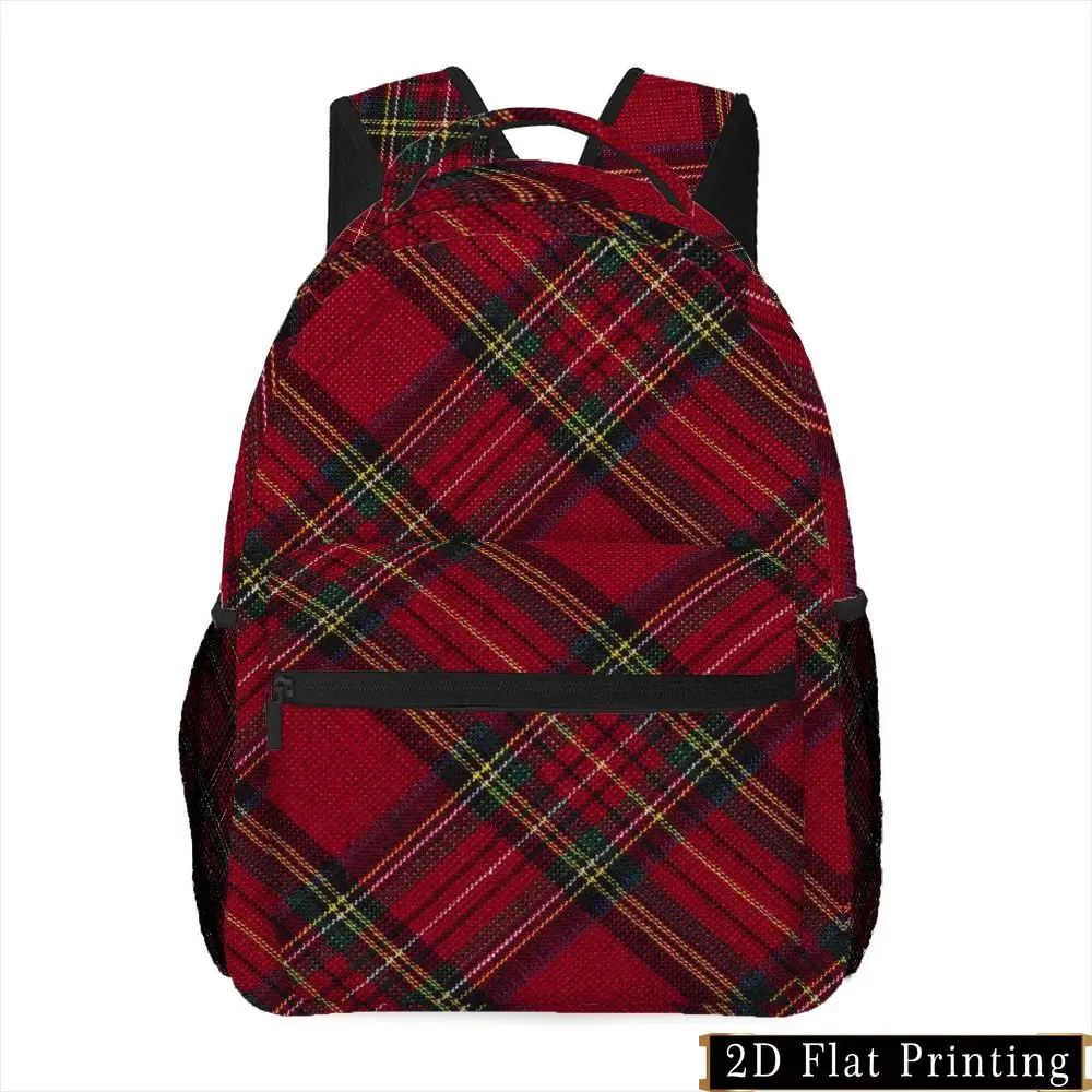 1pc Men'S Hand Wash Casual Red Checkered Pattern Backpack Multi-Use Bag Commuting Fitness Travel Shopping Camping