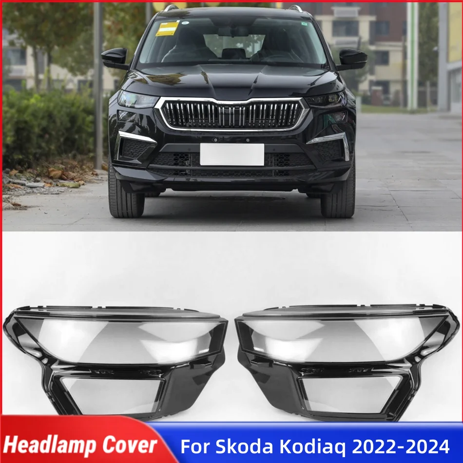 

For Skoda Kodiaq 2022 2023 2024 Car Products Front Lamp Glass Glass Lamp Cover Car Front Headlight Lens Cover Lights Shell