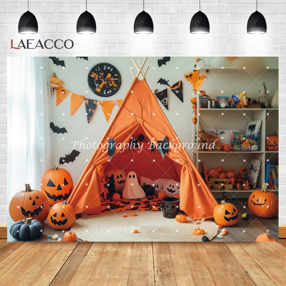Happy Halloween Kürbisse Fledermäuse Fotografie Hintergrund Indoor Szenen Zelte Kamin Spinnweben Halloween Dekor Familie Party Hintergrund