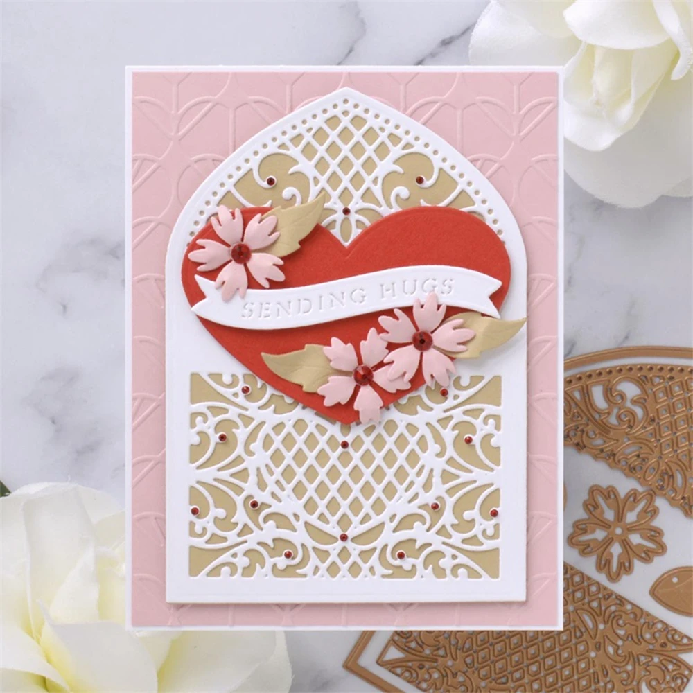 Envelope Metal Cutting Dies Stencil Template For DIY Scrapbooking Embossing Paper Cards Stitched Heart Decorative Craft Dies Cut