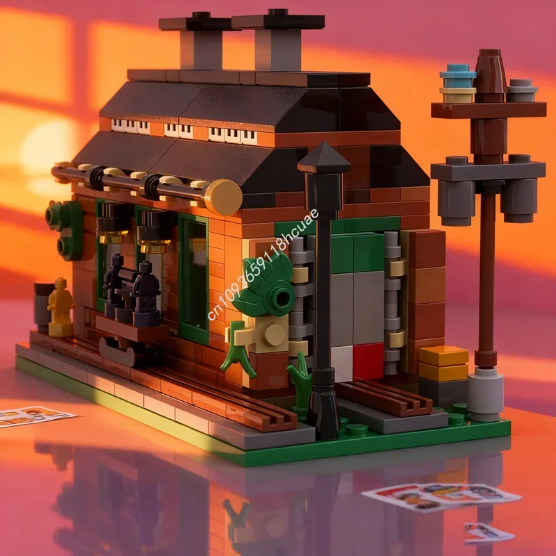 

277pcs MOC Old Train Engine Shed Mini Build Model Building blocks Assemble Christmas gift idea Education Kids toys Birthday