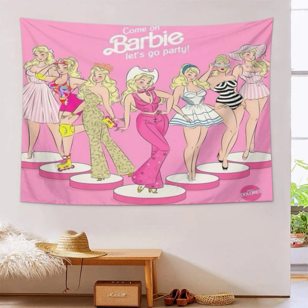 Barbie Hot Pink Tapestry  Room Décor Aesthetic Home Decoration Bedroom Wall Art