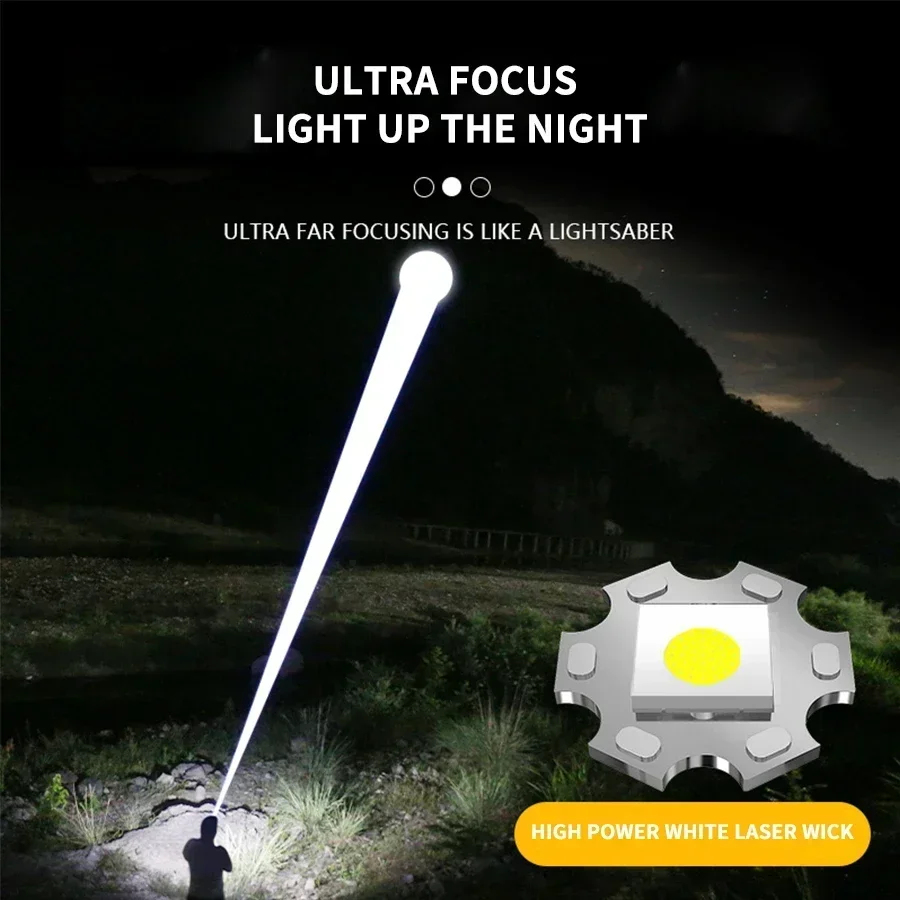 Leistungsstarke LED-Taschenlampe Typ-C Wiederaufladbar Zoombar mit Digitalanzeige Handtaschenlampe Powerbank für den Außenbereich – Detail 1