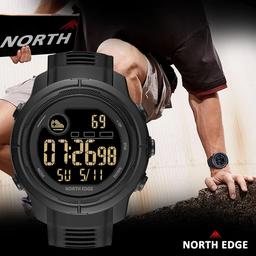 NORTH EDGE Mars5 reloj electrónico para hombre multifuncional 5ATM impermeable detección de ritmo cardíaco Bluetooth reloj sincronizado para hombre