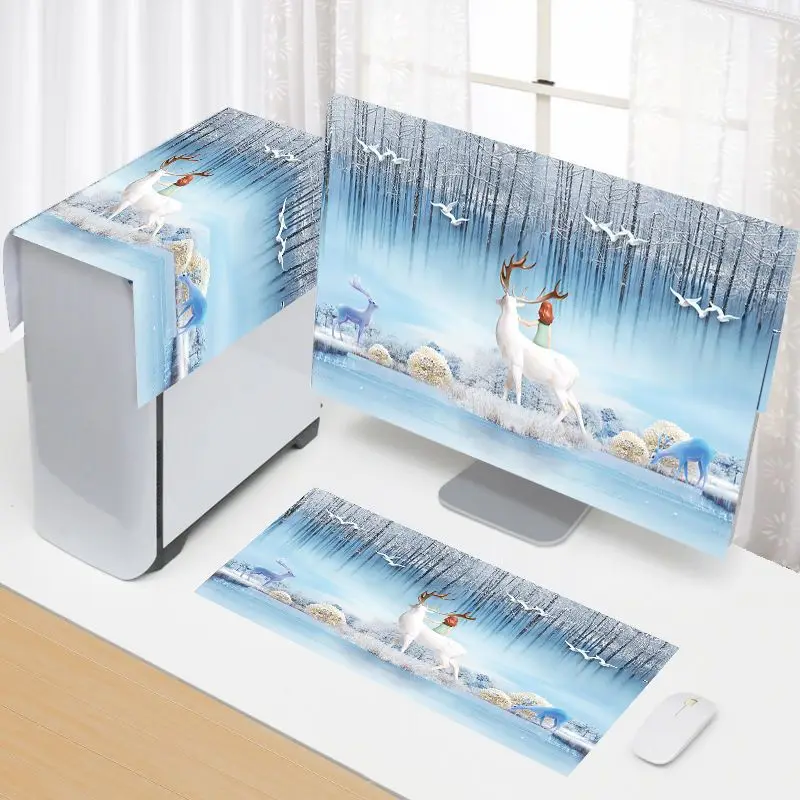 New 3 Pcs Set Computer Dust Cover Universal Desktop Display Protection Host Keyboard Cover Cloth Cover Dust and Dustproof Fabric