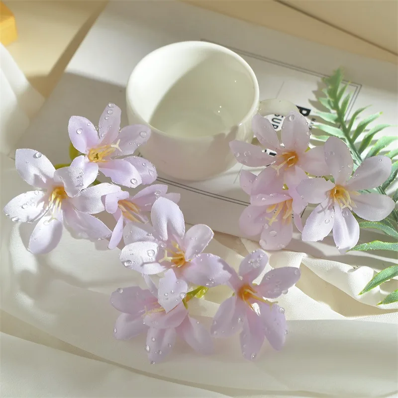 Dewdrop Simulation 3 Flower Head Decoration Hair Accessories Hat Clothing  DIY Home Decoration Fake Flowers Paired Fresh Breeze view 3