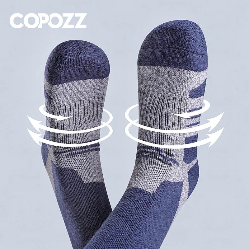 COPOZZ-Calcetines térmicos de esquí para hombre y mujer, medias cálidas de lana para ciclismo, fútbol, Snowboard, tubo alto grueso, absorción de humedad, invierno