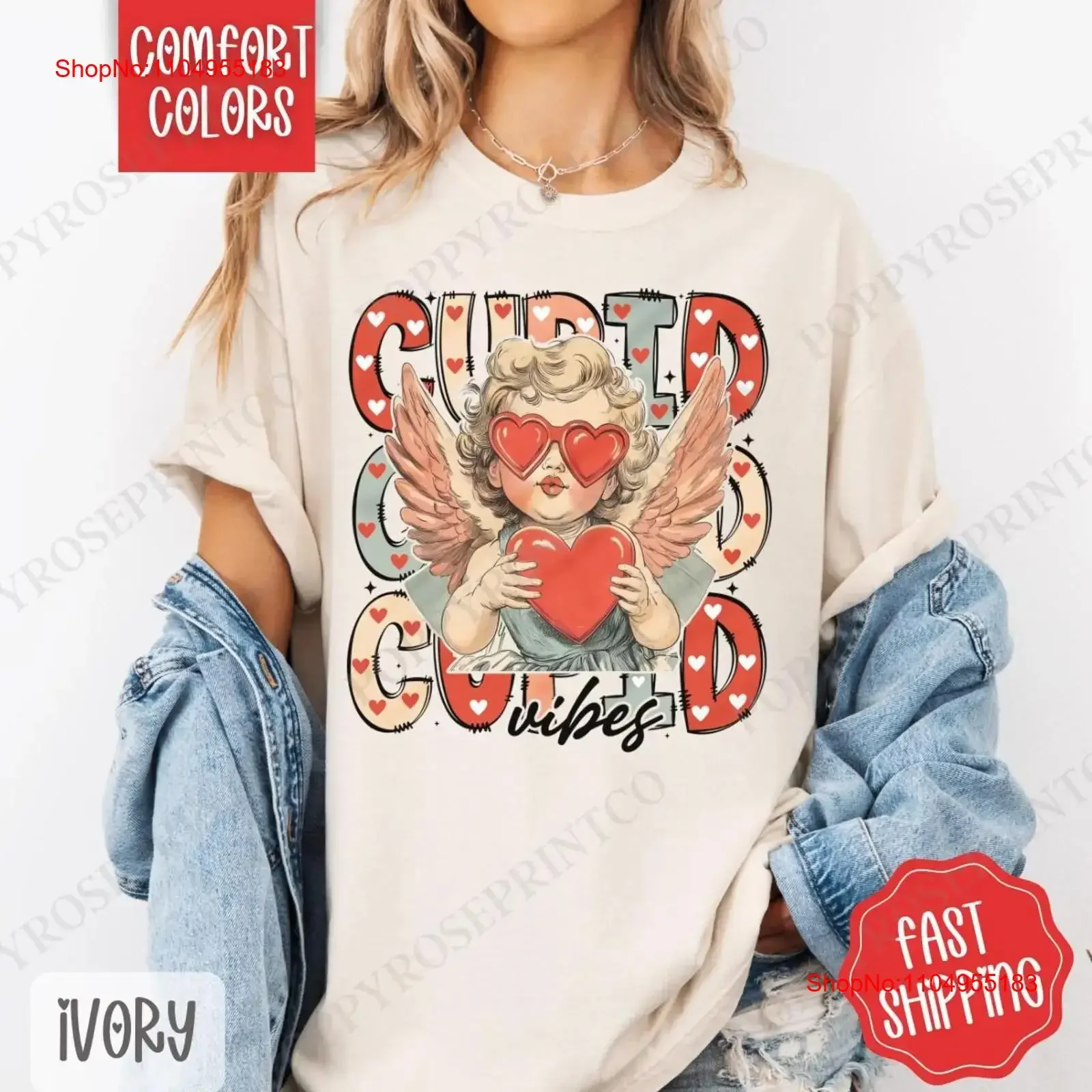 

Футболка Cupid Vibes на День святого Валентина, женская праздничная ретро-футболка на день Святого Валентина, милая винтажная винтажная стираная домашняя уличная одежда, дышащая