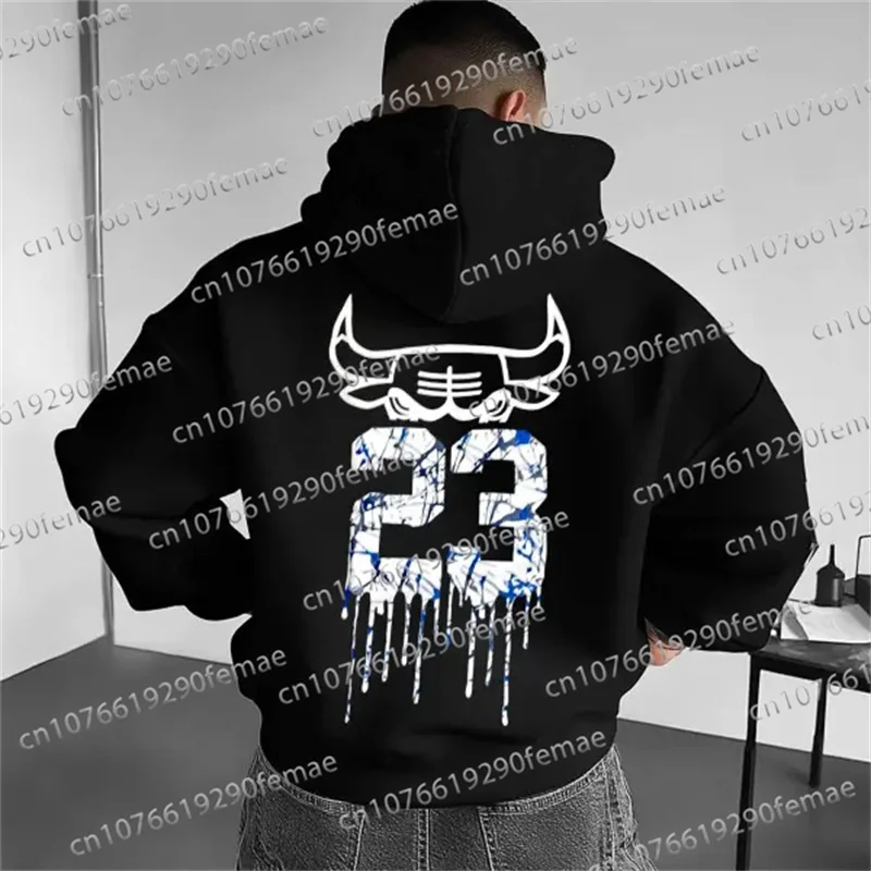 2025 Latest Hot Selling Chicago Bulls Printed Pattern Men's Long Sleeve Hoodie Daily Street Casual Fashion Top