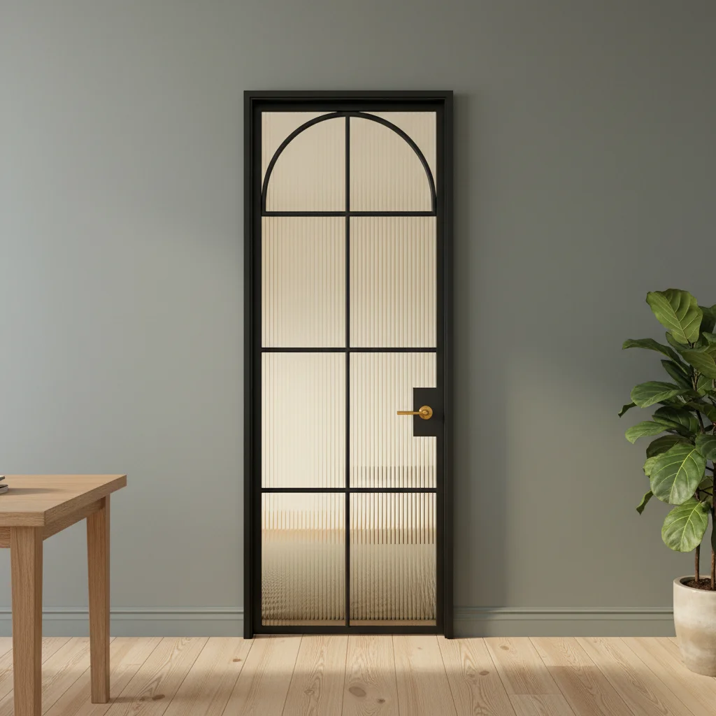 

Retro French Style Sliding Door Narrow Aluminum Frame Tempered Glass French Hinged Doors Manual Noise Reduction Bedroom Doors