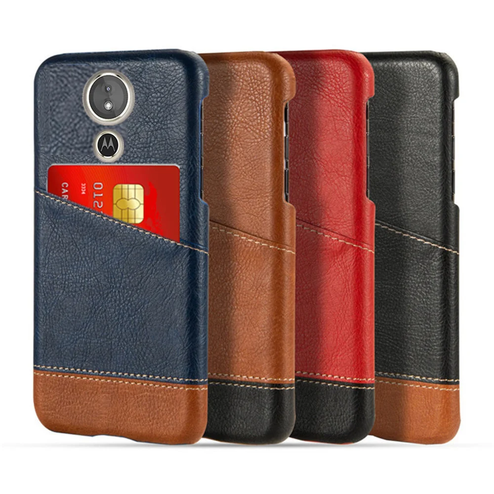 Funda de lujo para Moto G6 Play, funda con ranura para tarjetas, funda de cuero PU con empalme mixto para Motorola Moto G6 Plus / G 6 para Moto G6Play G6 +