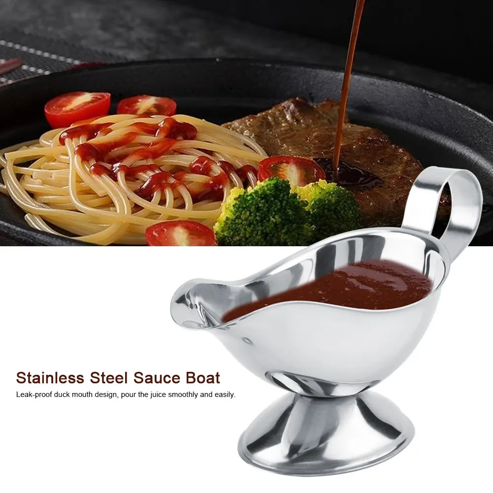 

ZK20 Stainless Steel Steak Pepper Sauce Boat Seasoning Container for Restaurant Kitchen