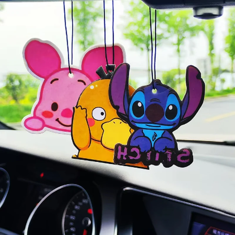 

Disney Peripheral Souvenir Stitch Winnie The Pooh Cartoon Model Car Scented Tablets Pendant Aromatherapy Tablets Decoration Gift