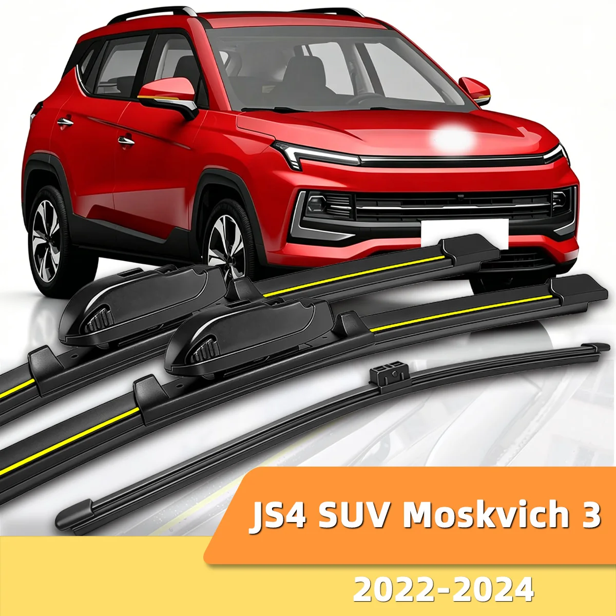 Geeignet für JAC JS4 SUV Moskvich 3 2022-2024 Front- und Heckscheibenwischer, langlebiges Zubehör für Autoscheiben 2022 2024