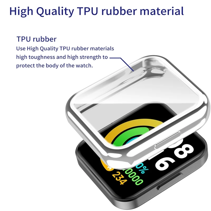 Plating TPU Protector Case For Xiaomi Mi Watch Lite 2 Watch Case Full Screen Protective Shell Cover Case For Redmi Watch 2 lite
