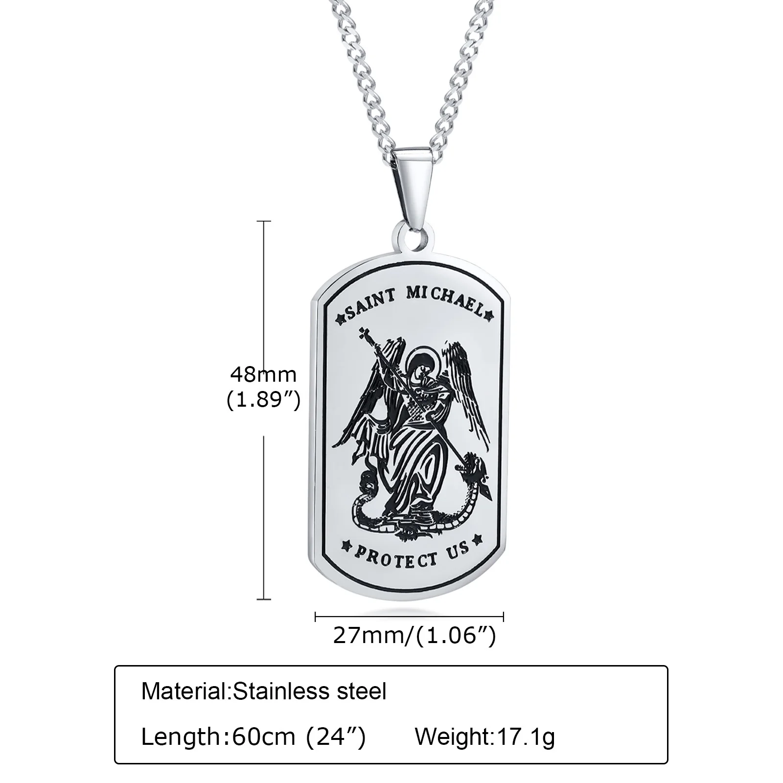 Vnox Michael St Christopher Necklaces for Men, Angle Saint Micheal Amulet Pendant, Faith Protection Jewelry