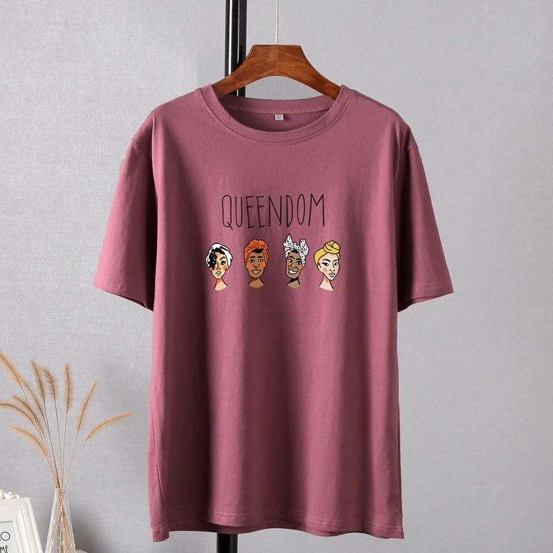 Hirsionsan Gothic Character Printed T Shirt Women Harajuku Soft Summer Cotton Tshirt Korean Loose Tees Ins Casual Female Tops