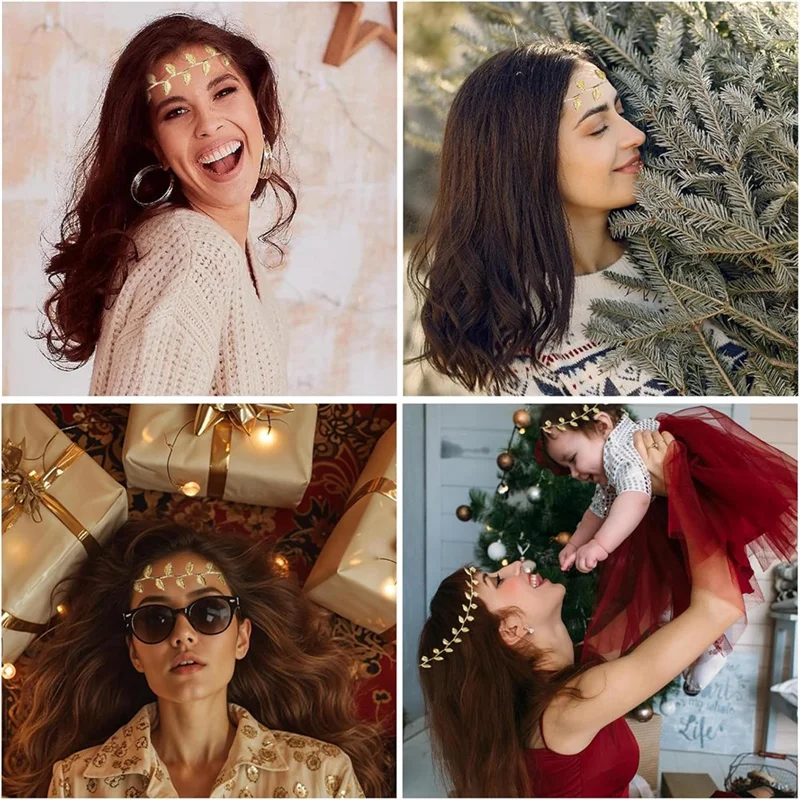 ABMO Ribbon Garland,33 Feet Xmas Gold Ribbon,Gold Leave Ribbon Garland DIY Crafts For Gift Wrapping,Decorations