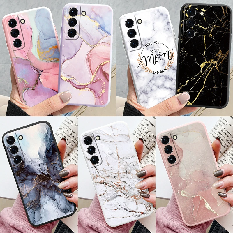 Case For Samsung Galaxy S22 Bags S 22 Plus Ultra Cover Protective Silicone Funda Marble Stone Texture Coque For Samsung S22 Capa