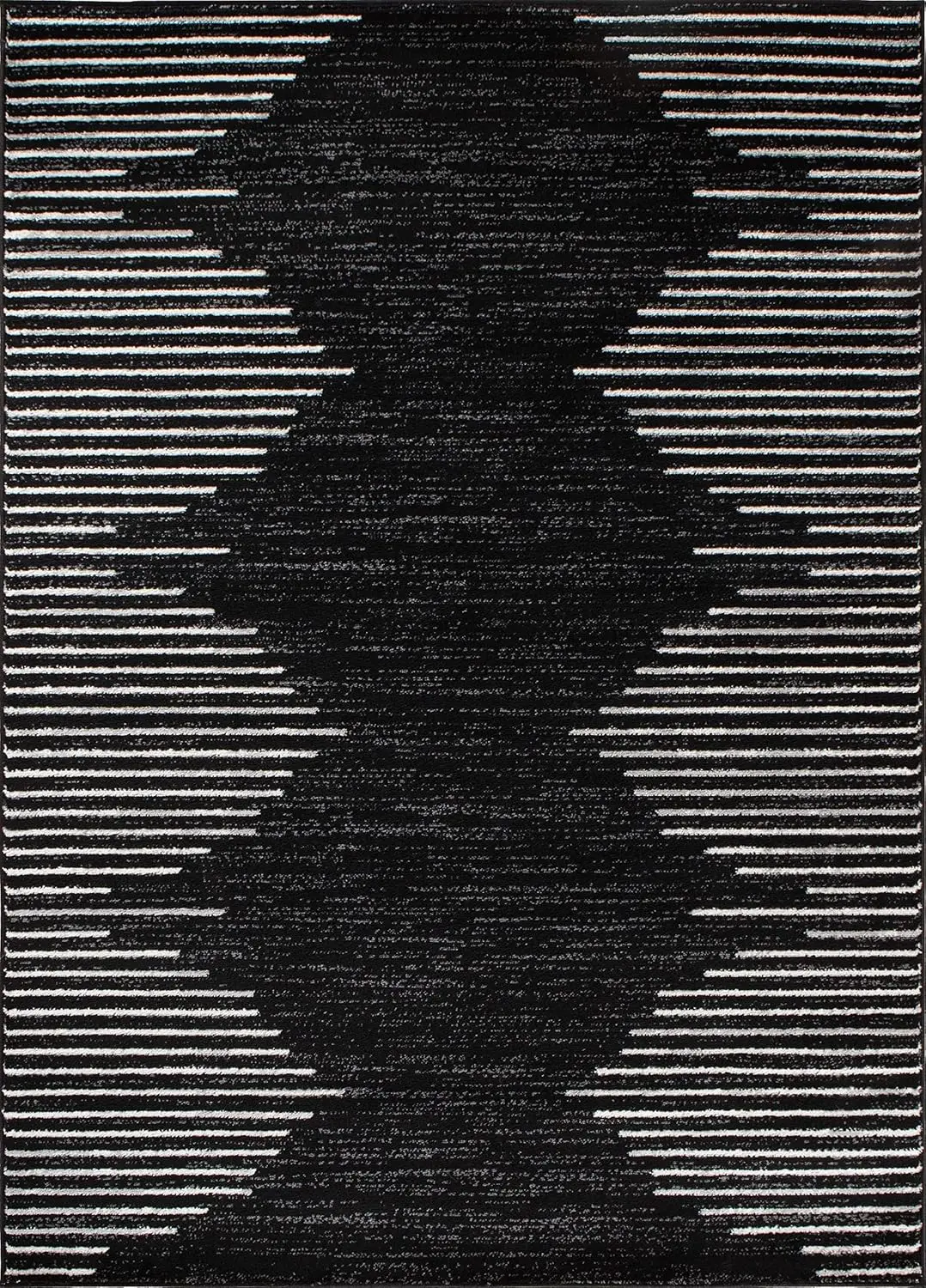 Rugshop Bohemian Stripe Stain Resistant High Traffic Living Room Kitchen Bedroom Dining Home Office Area Rug 8' x 12' Black