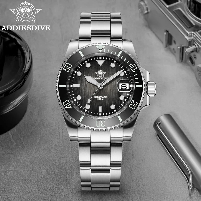 

ADDIESDIVE 41MM AD2078 Men Mechanical Watches Reloj Sapphire Glass 200M Diving BGW9 Super Luminous Japan NH35A Automatic Watch