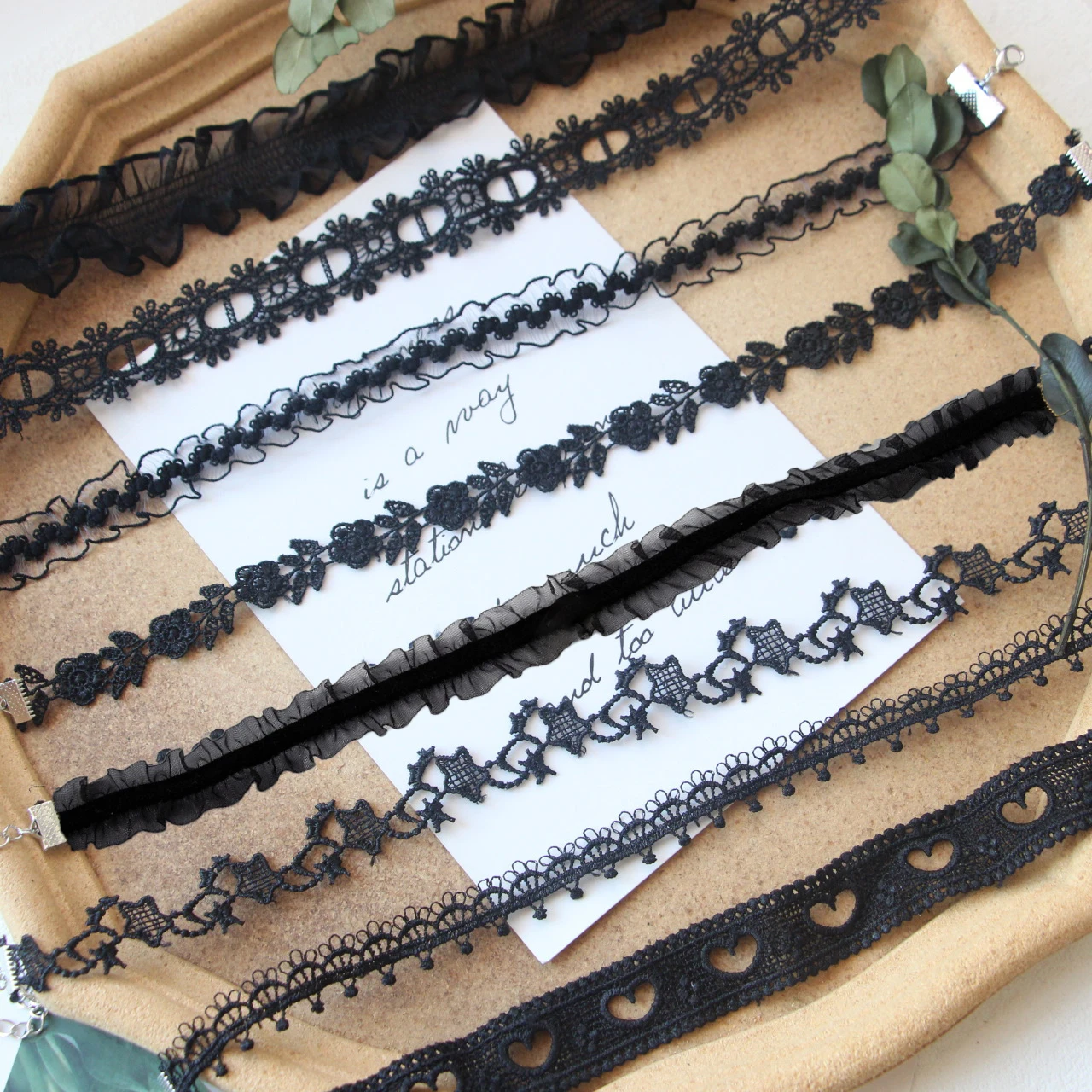 Colar Gótico Vitoriano de Renda Preta para Mulheres, Choker Boho com Cristais e Franjas, Estilo Lolita Sombrio, Joia Sexy de Renda para Festas e Feriados