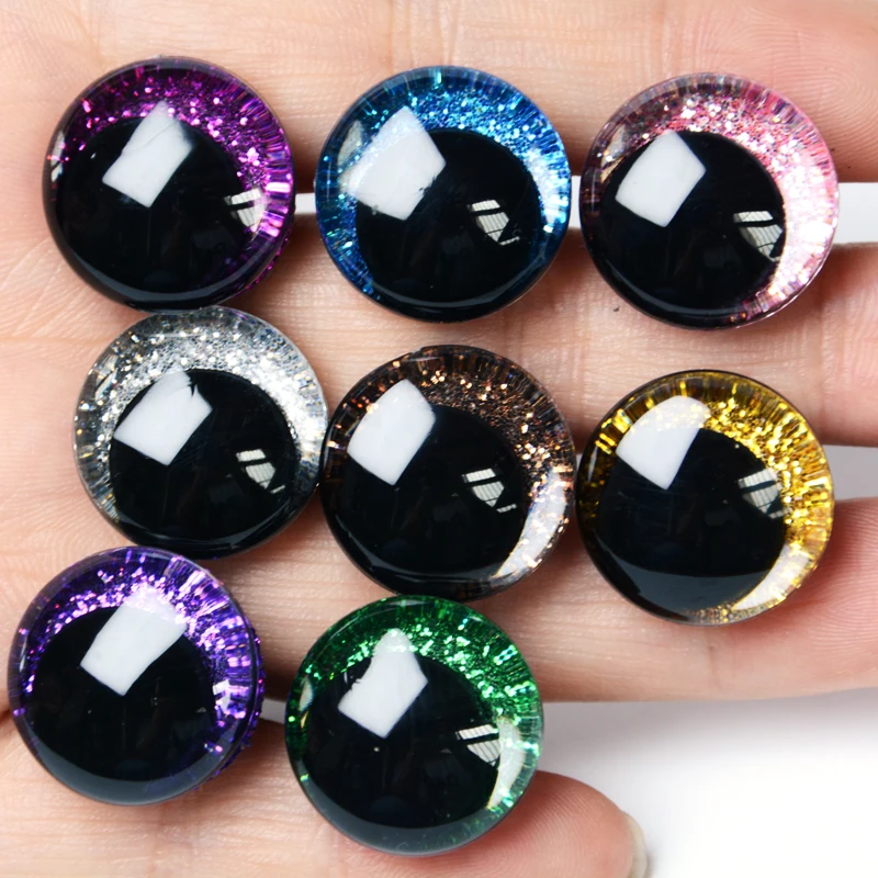 20pcs 12mm 14mm 16mm 18mm 20mm 25mm Round Cartoon glitter toy safety eyes doll pupil eyes with washer for handpaint eyes