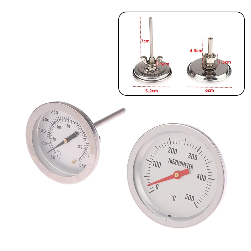 ميزان حرارة ثنائي المعدن للشواء من الفولاذ المقاوم للصدأ ، مقياس لحم طهي الطعام ، أدوات مطبخ احترافية ، ملحق متر ، 0-1.8 ℃
