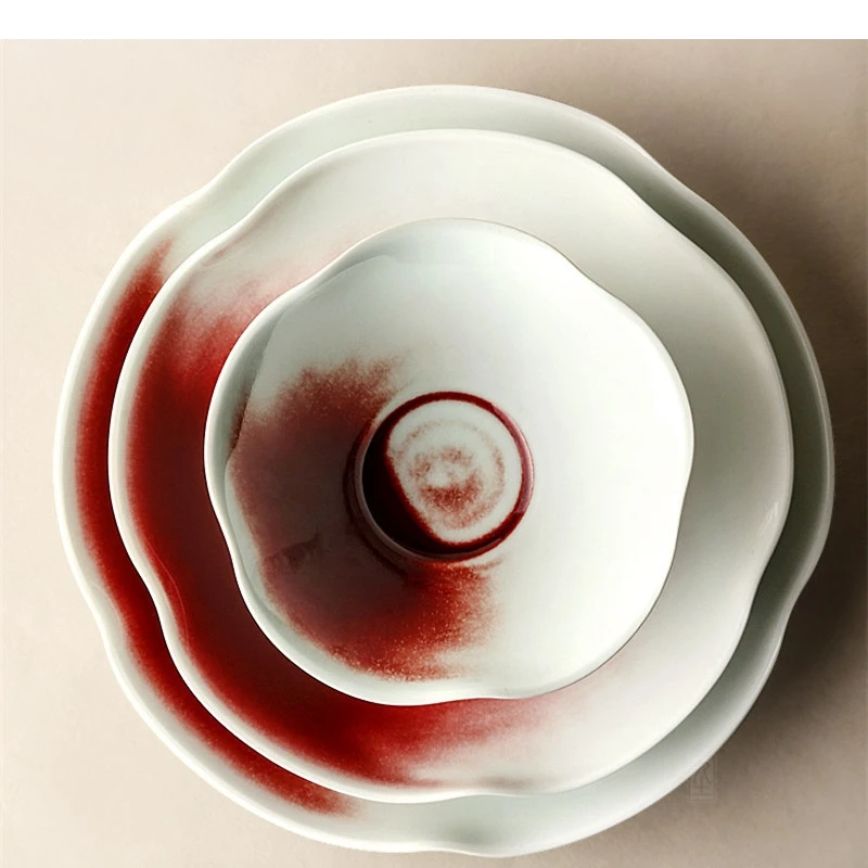 Petal Ceramic Plate Dinner Nordic Restaurant Dessert Decor Home Steak Salad Tableware Bowl Dish Set