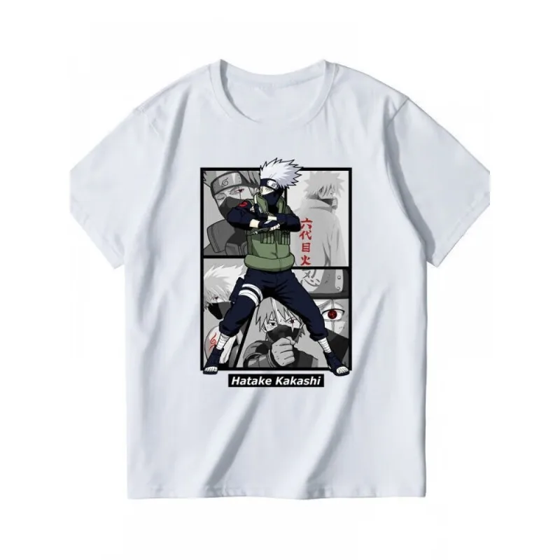 Naruto Kakashi Anime Children's T-shirt 100% Cotton Cartoon Printed Parent Child Wear Summer Casual Fashion Short Sleeve