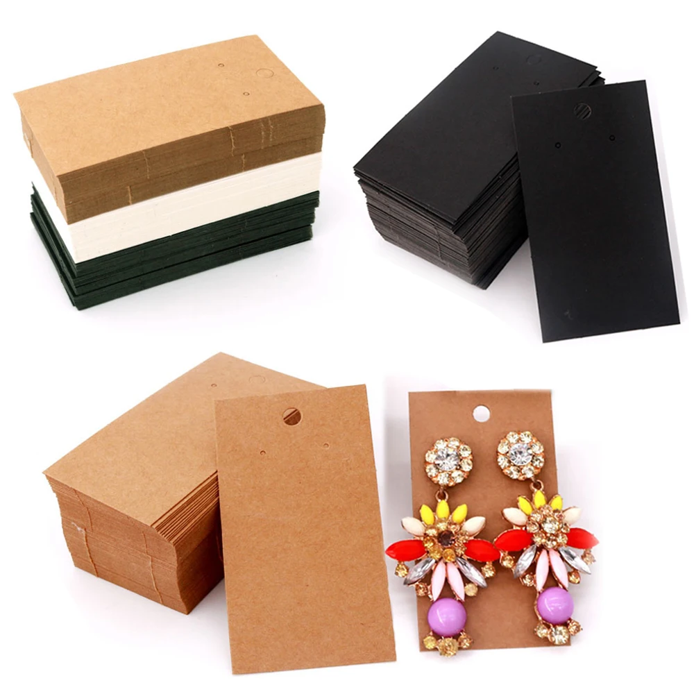 50pcs Earring Display Card 5x9cm Blank Kraft Paper Labels Holders for DIY Jewelry Card Hang Retail Price Tag Accessories