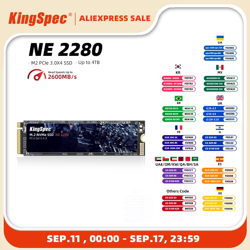 KingSpec M2 SSD NVMe 256 ГБ 512 ГБ 1 ТБ 128 ГБ M
