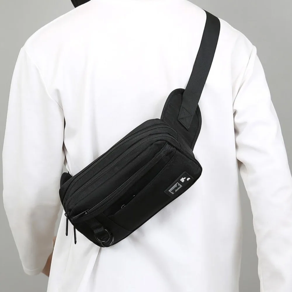 

Shoulder Bag Men Crossbody Bag Large Capacity with Multiple Pockets Nylon Waist Bag Zipper Oxford Cloth Chest Bag