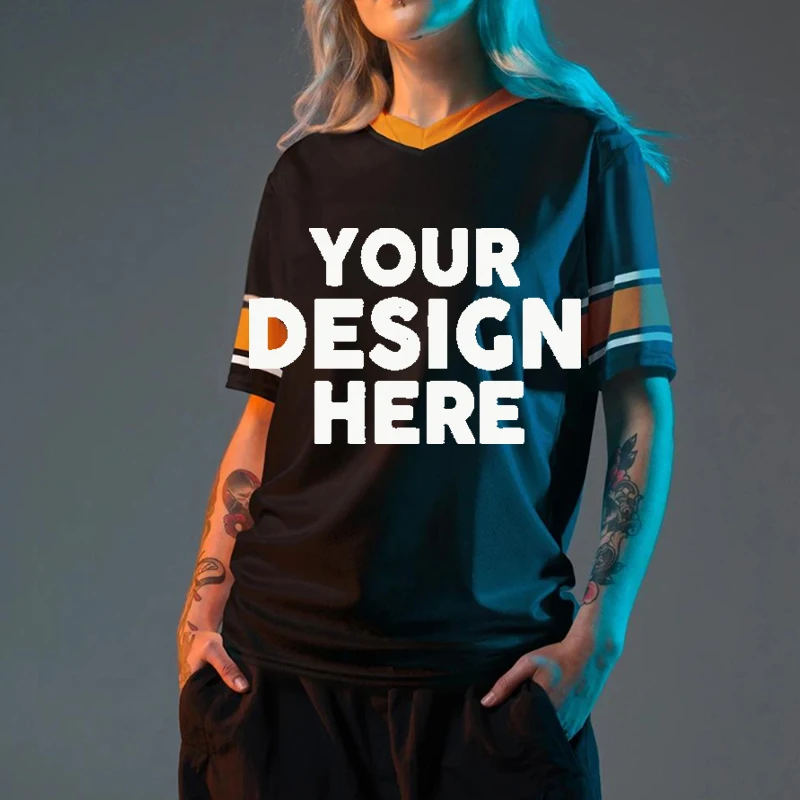 قميص مخصص ثلاثية الأبعاد تي شيرت رياضي للرجال النساء الصيف كرة القدم جيرسي تي شيرت برقبة على شكل v الشارع الشهير y2k أفضل الهدايا تي شيرت الاطفال تيز