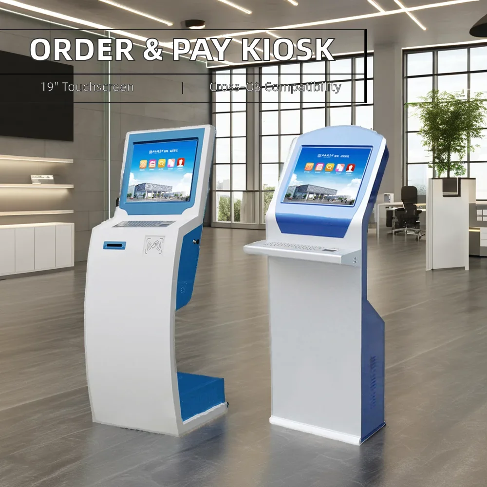 21.5 inch self-service ordering machine queuing machine self-service bill notes acceptor payment terminal kiosk