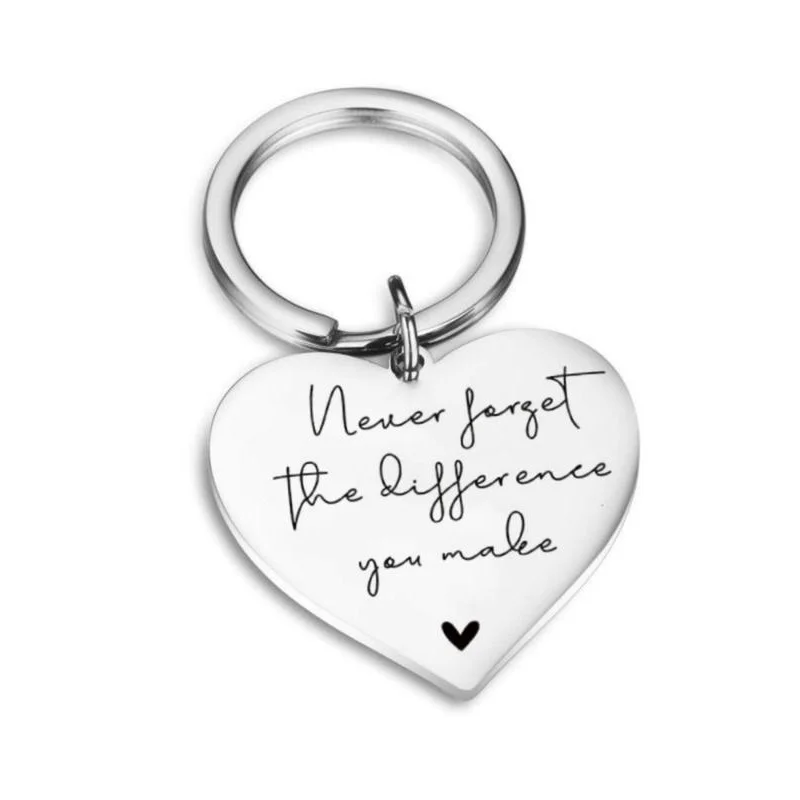 Fashion Letter Pattern Slogan Decor Heart Shaped Design Metal Keychain, Summer Accessories 2024, Stainless Steel  Fun Keychains