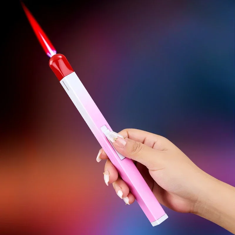 2026 Fashionable Match Stick Red Flame Inflatable Lighter Outdoor Household Long Handle Aromatherapy Candle Gas Ignition Tool