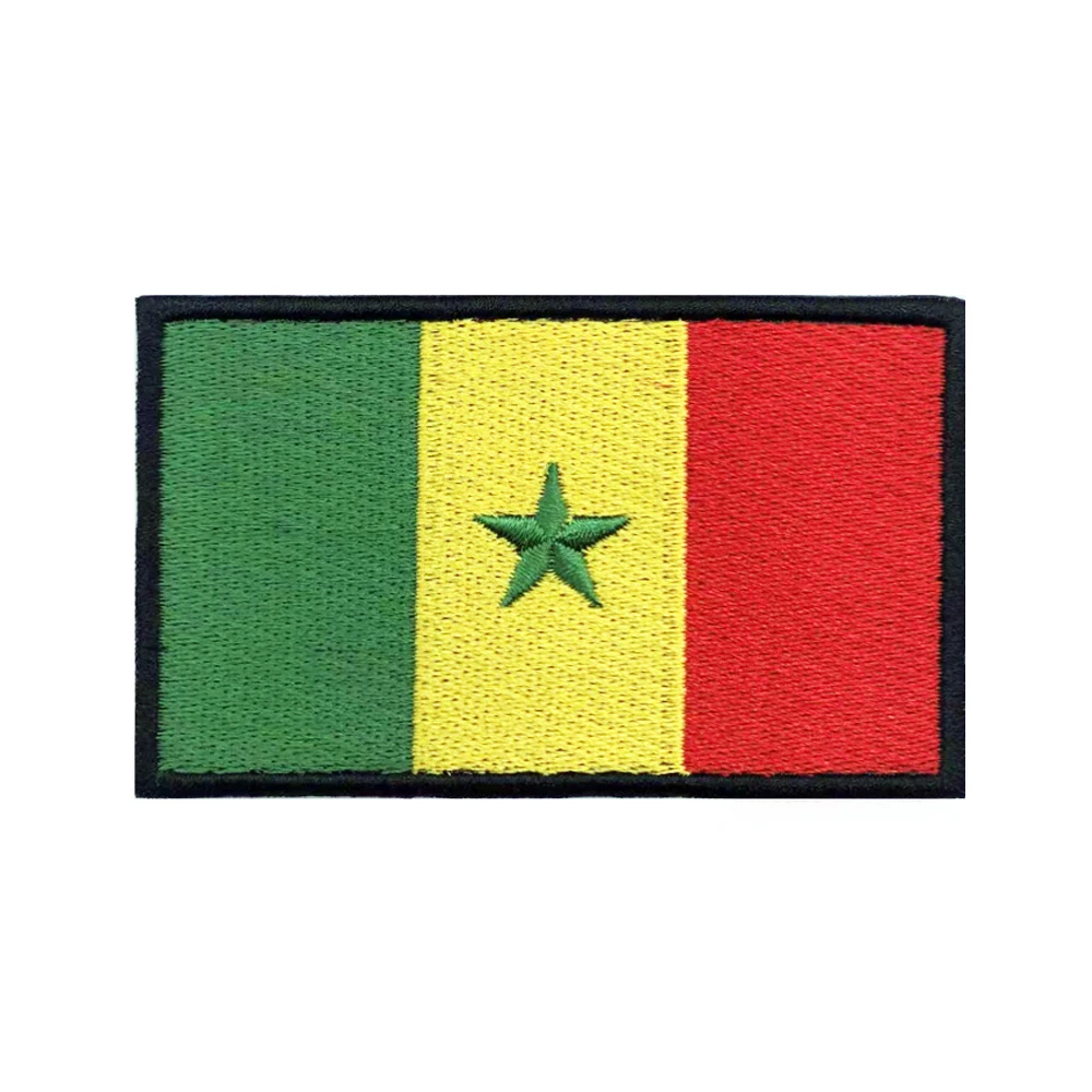 Senegal flag Patches Armband Embroidered Patch Hook & Loop Iron On Embroidery  Badge Military Stripe