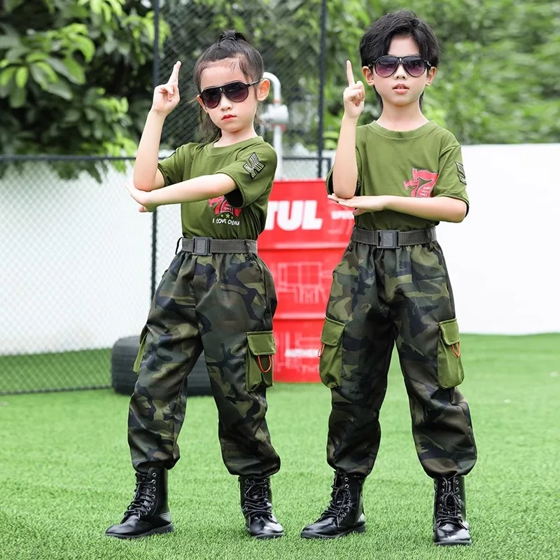 Cotton short sleeved summer camp uniforms, military training performance uniforms