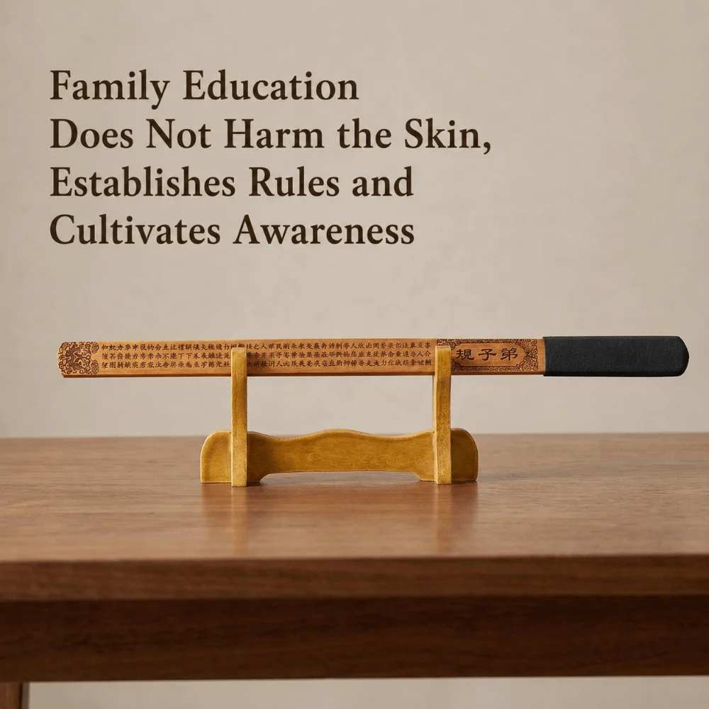 Double Layer Design Bamboo Teaching Ruler with Chinese Classics Engraving Chinese Traditional Teachers Guiding Ruler