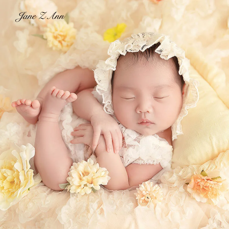 

Baby girl newborn photography props lace hat clothes pillow studio shooting matching accessories